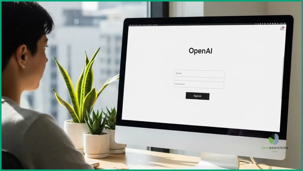Person registering on OpenAI website
