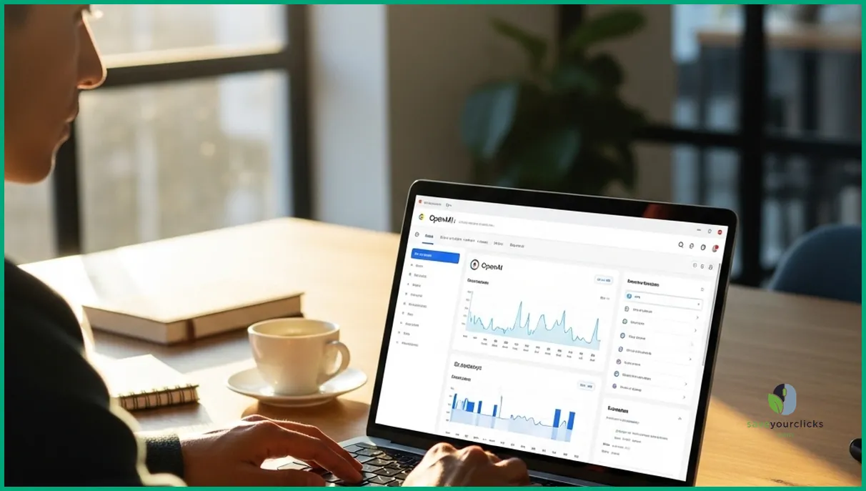 User checking OpenAI dashboard on laptop