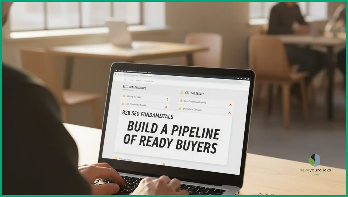 Marketer auditing B2B SEO site issues to avoid losing ready buyers