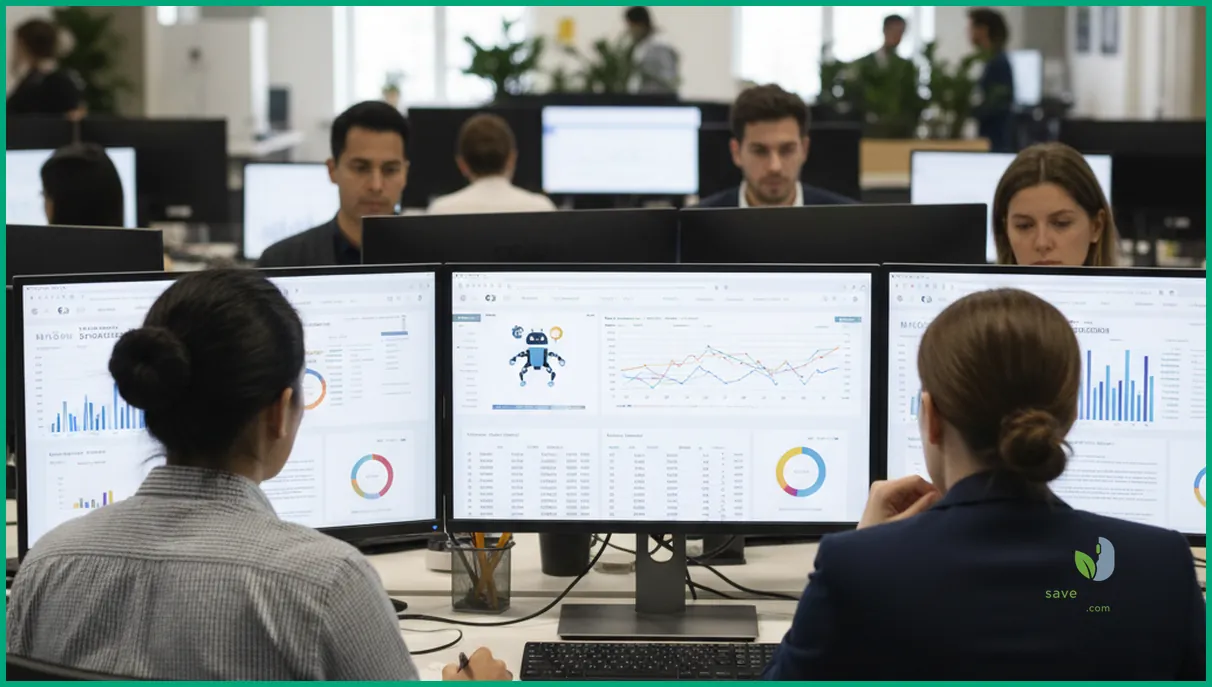 SEO analysts reviewing dashboards for large scale website performance metrics