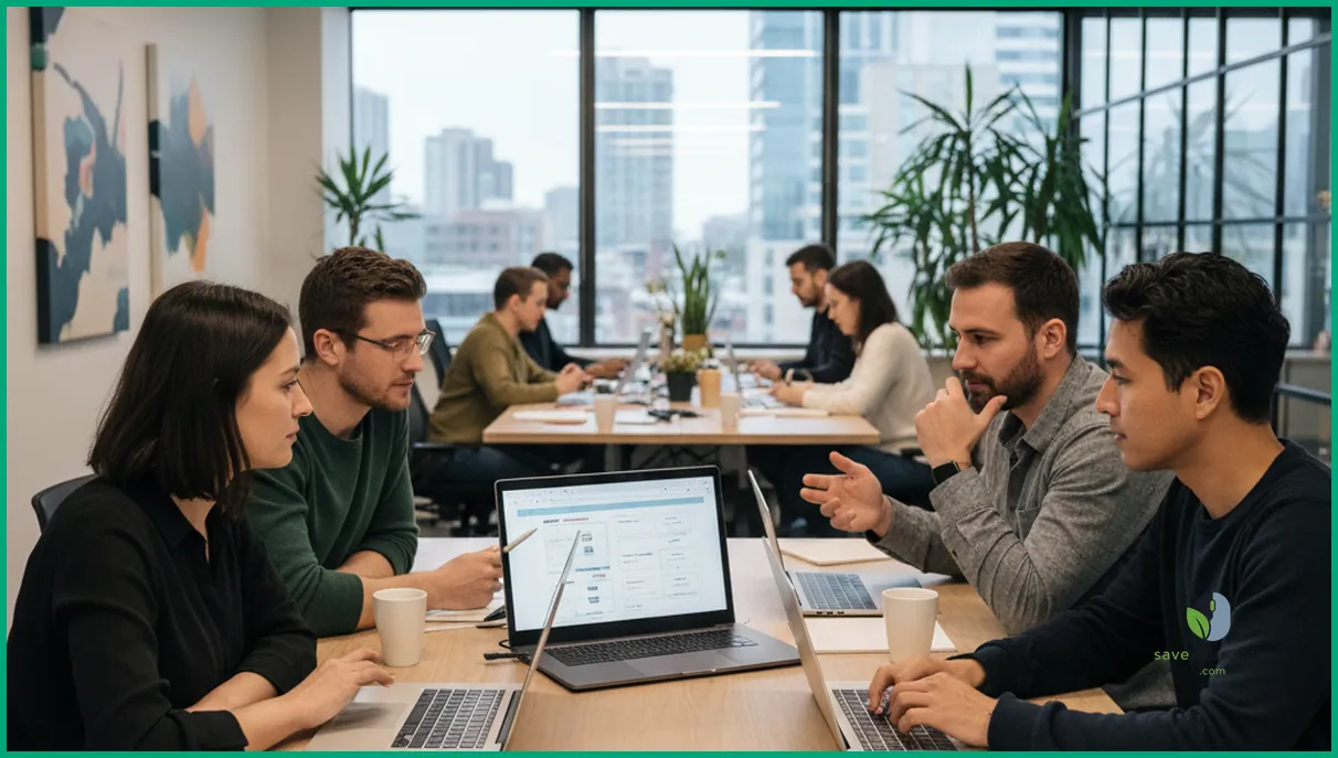 News editors and SEO specialists collaborating on SEO for news website coverage