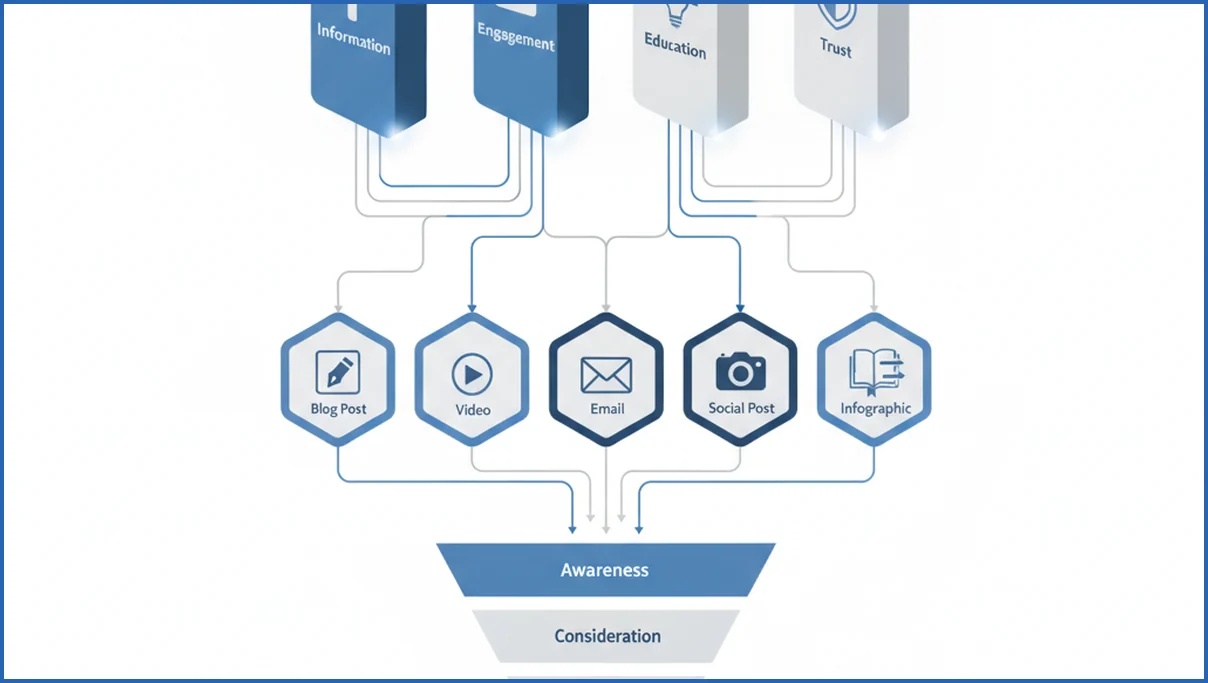 Content pillars mapped to formats