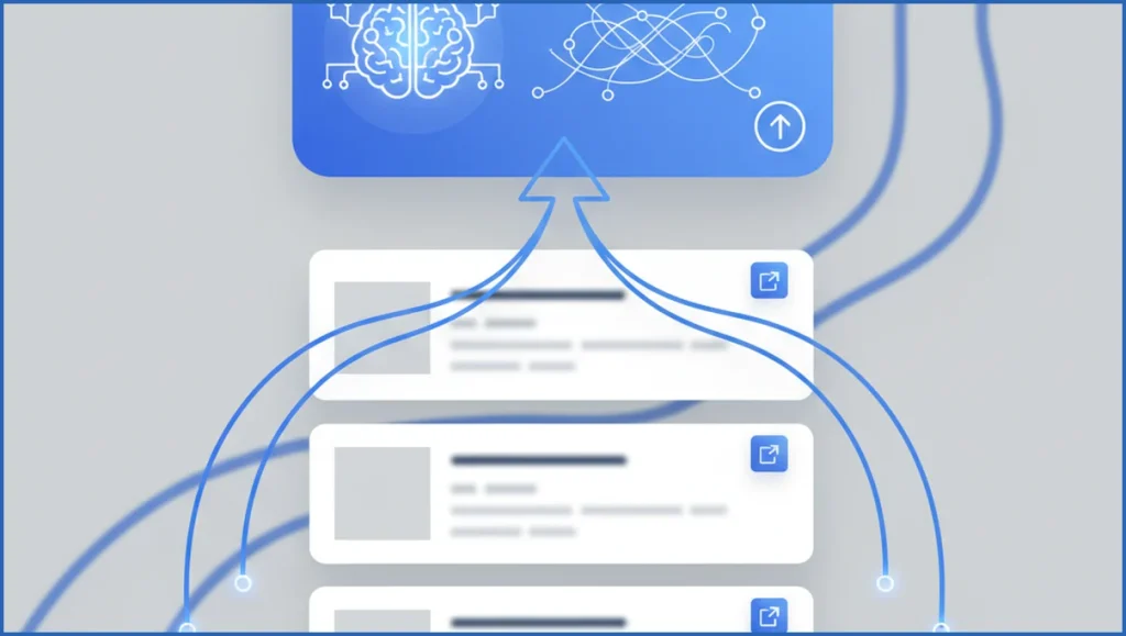 Diagram showing content flowing into AI-generated answers