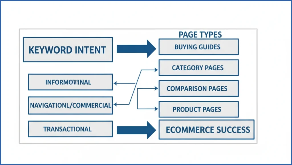 Keyword intent mapped to ecommerce page types