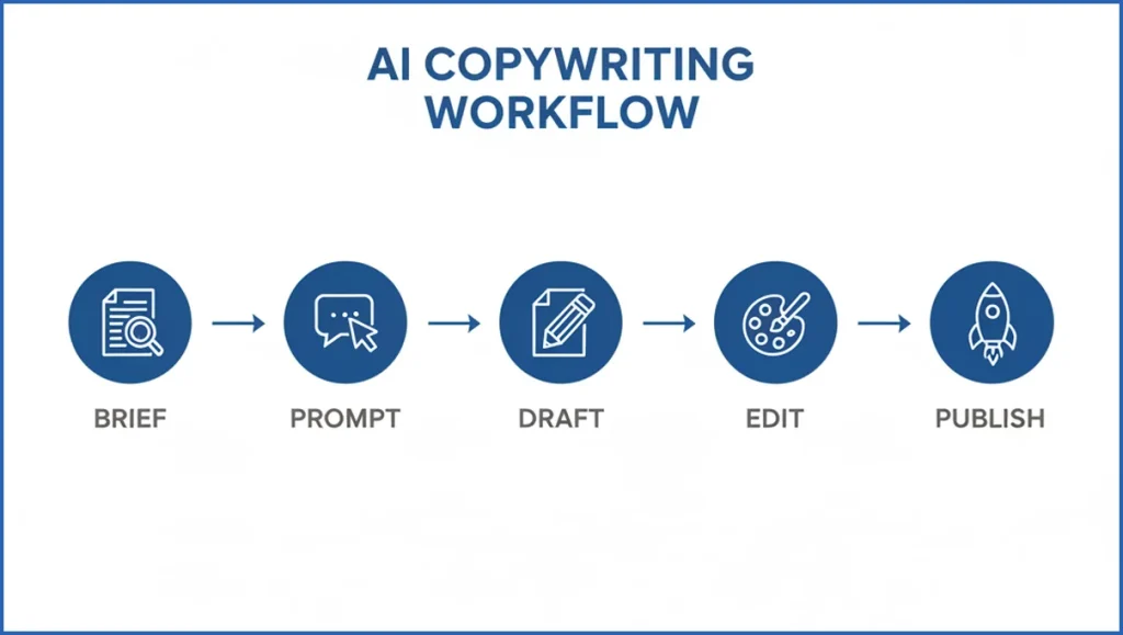 Flowchart of an AI copywriting workflow