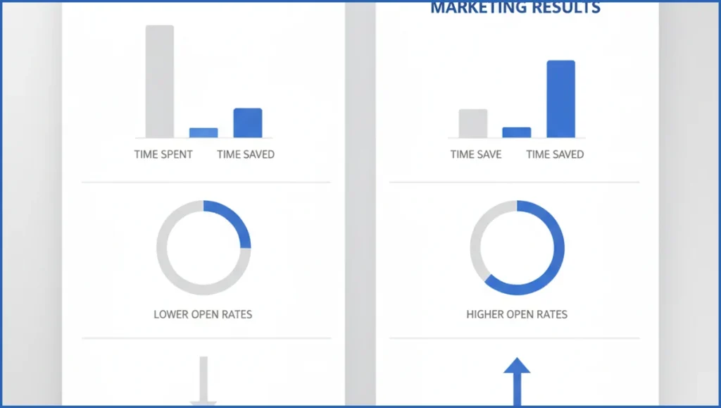 Dashboard showing email automation benefits and performance gains