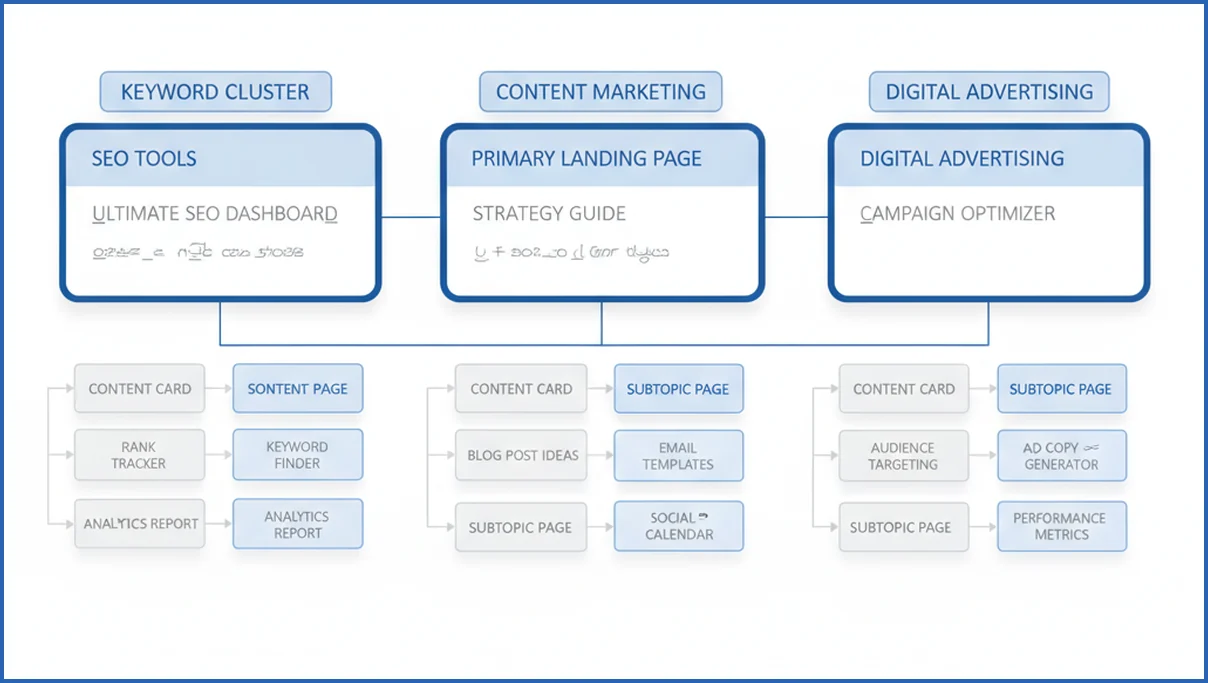Keyword clusters mapped to SEO pages