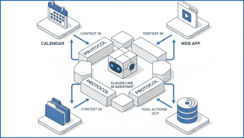 Diagram of Claude MCP connecting AI to tools