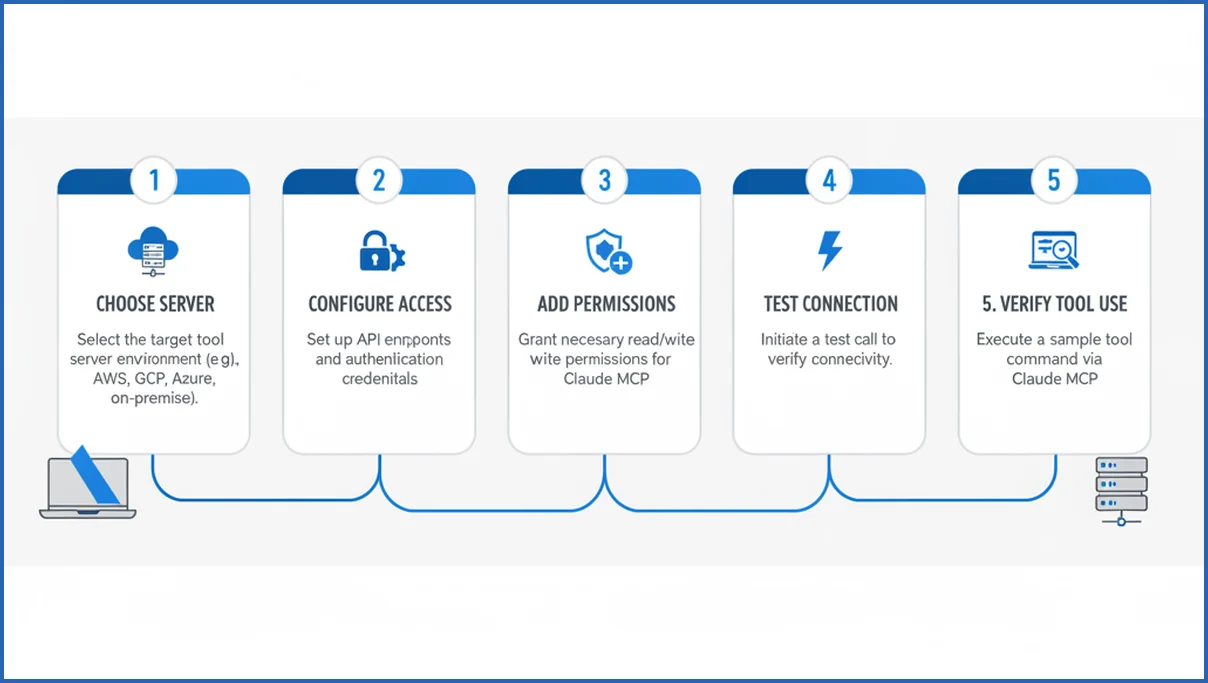 Setup flow for connecting Claude MCP to a server
