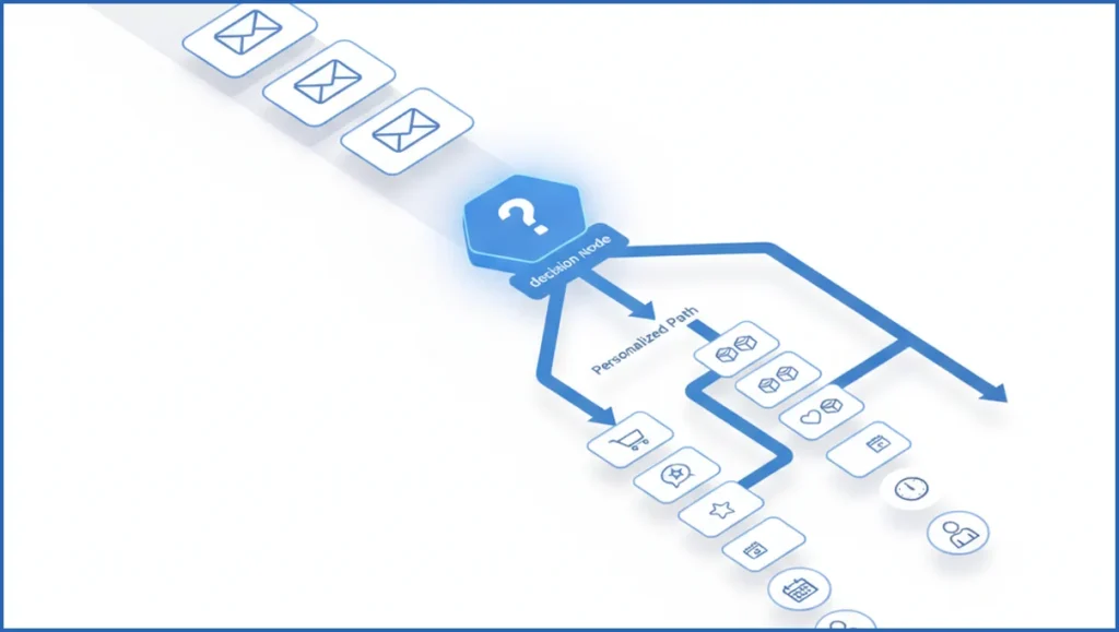 Diagram showing personalized drip campaign flow