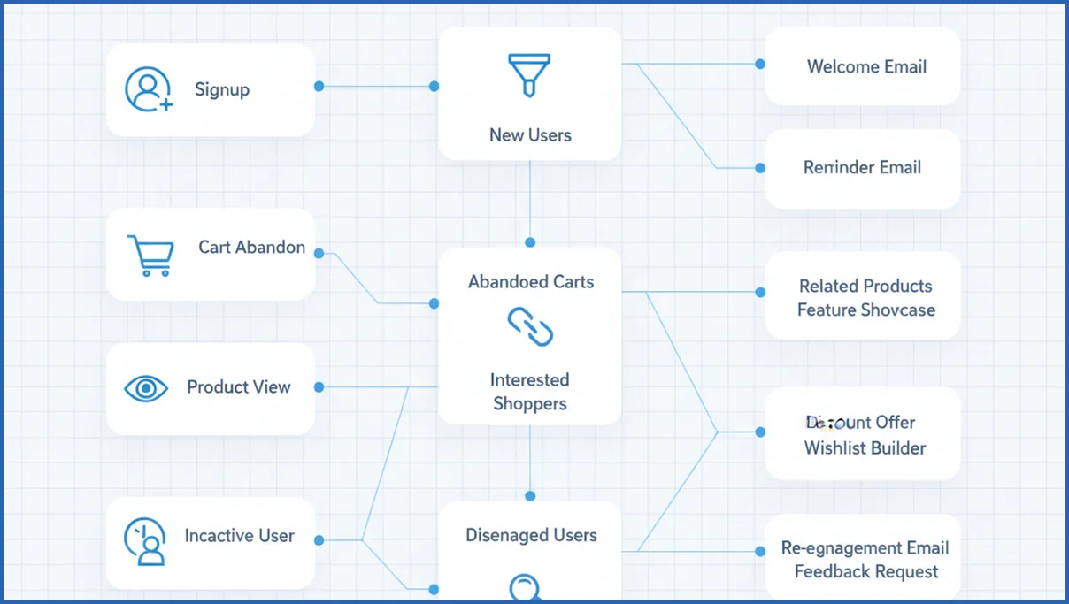 Workflow map for drip campaign planning