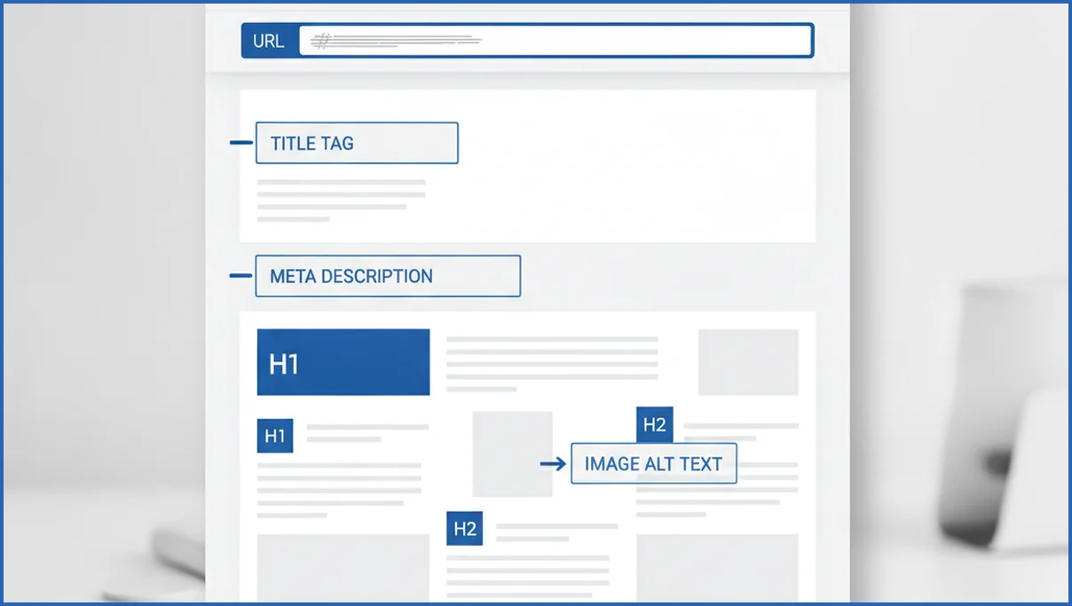 Optimized SEO page elements layout