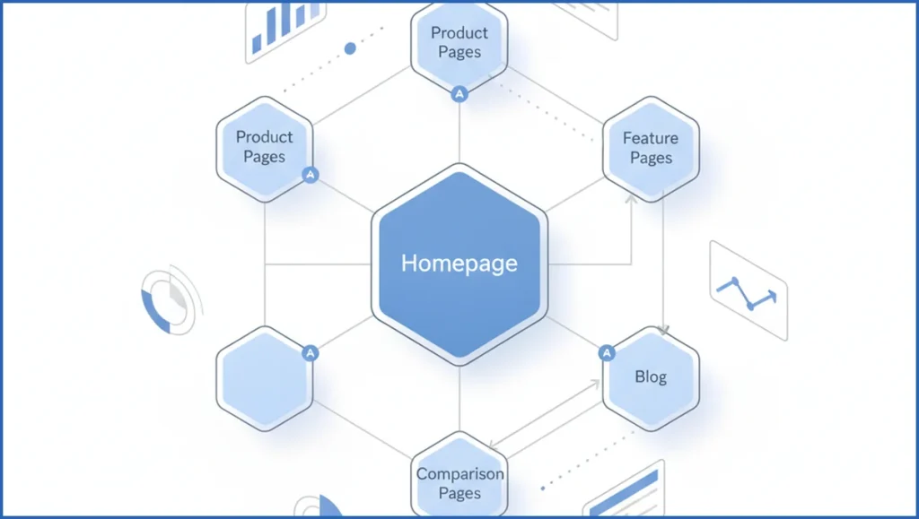 SaaS site structure and tracking setup diagram
