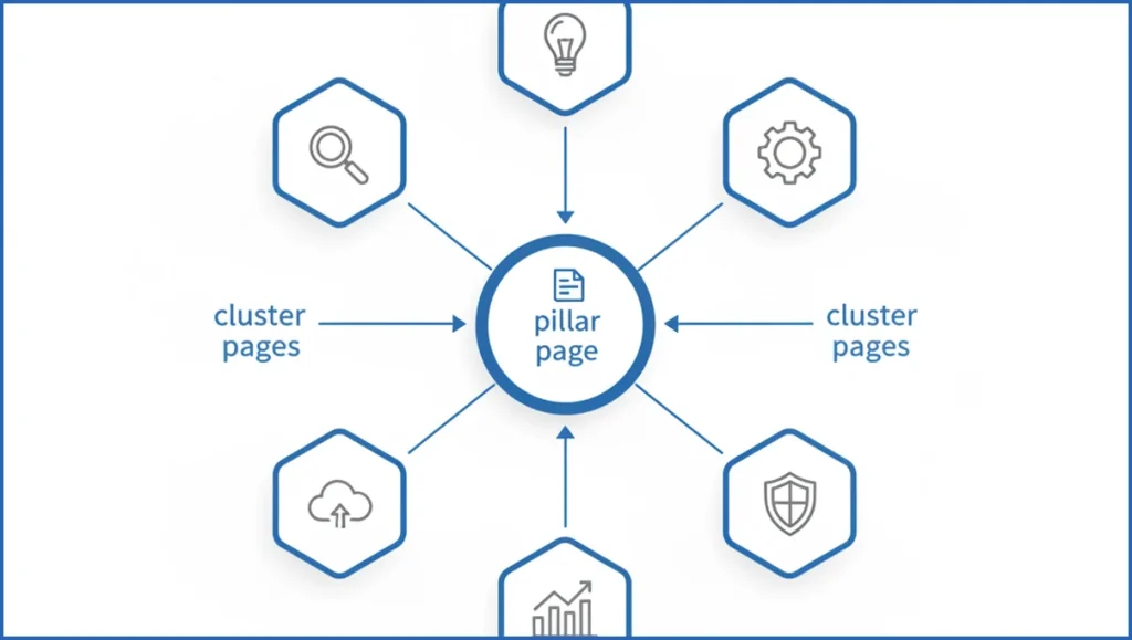 Diagram of pillar page and supporting cluster pages
