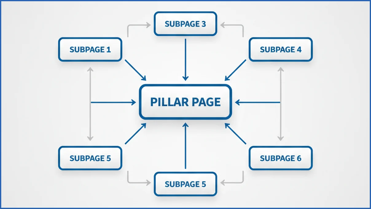 Internal linking structure for a topic cluster