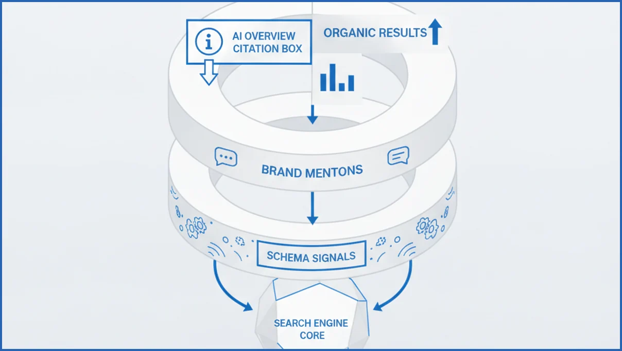 Layered visibility in AI-powered search results