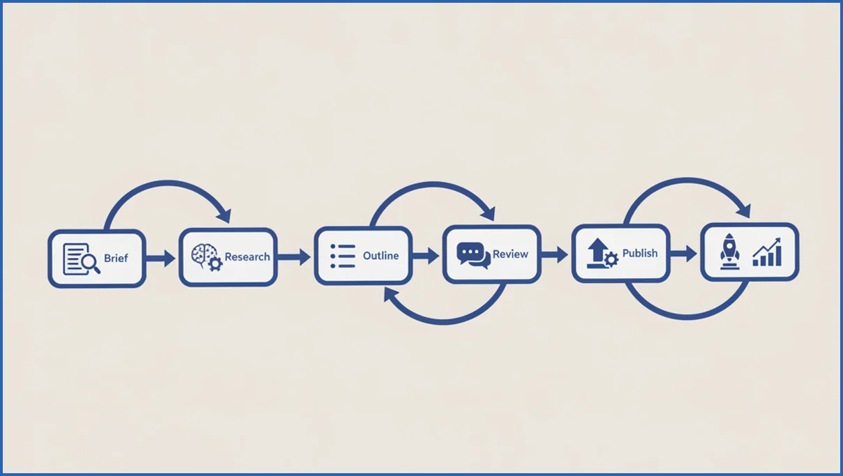 AI SEO workflow from brief to publish