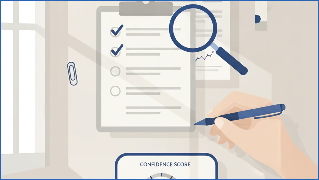 Checklist for reviewing AI content detection results