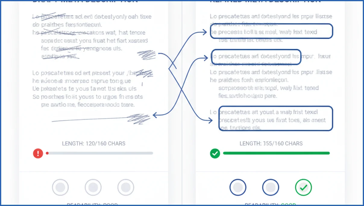 Editing AI-generated meta descriptions in a dashboard
