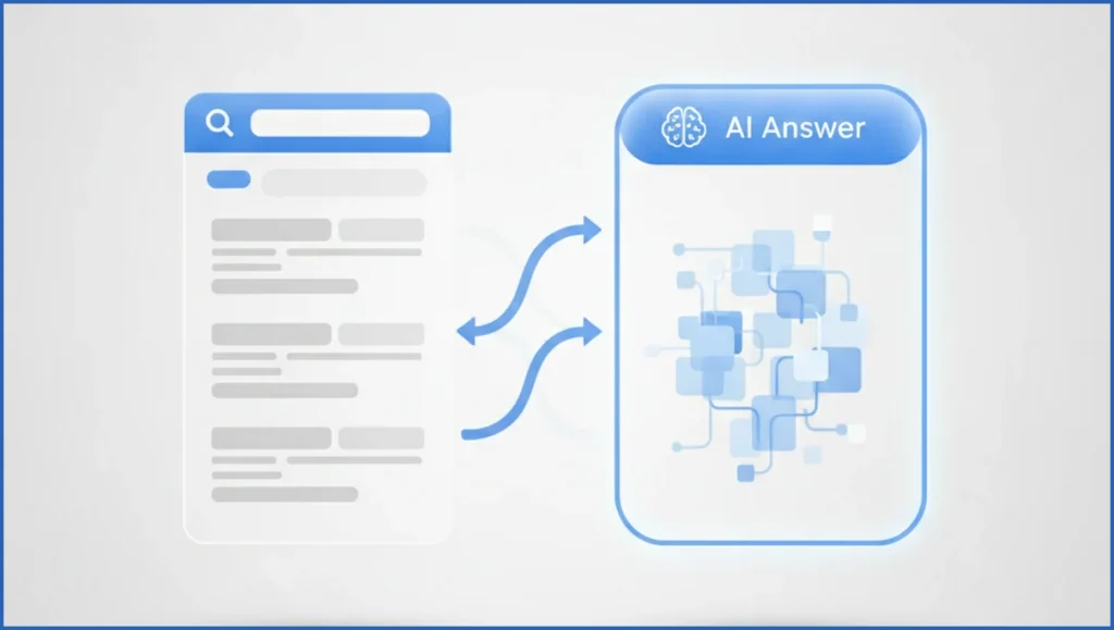 Search results evolving into an AI answer panel