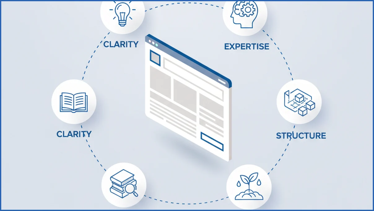 Content quality signals organized around one page