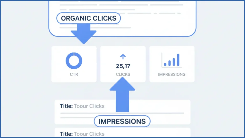 Search results with AI Overview reducing clicks