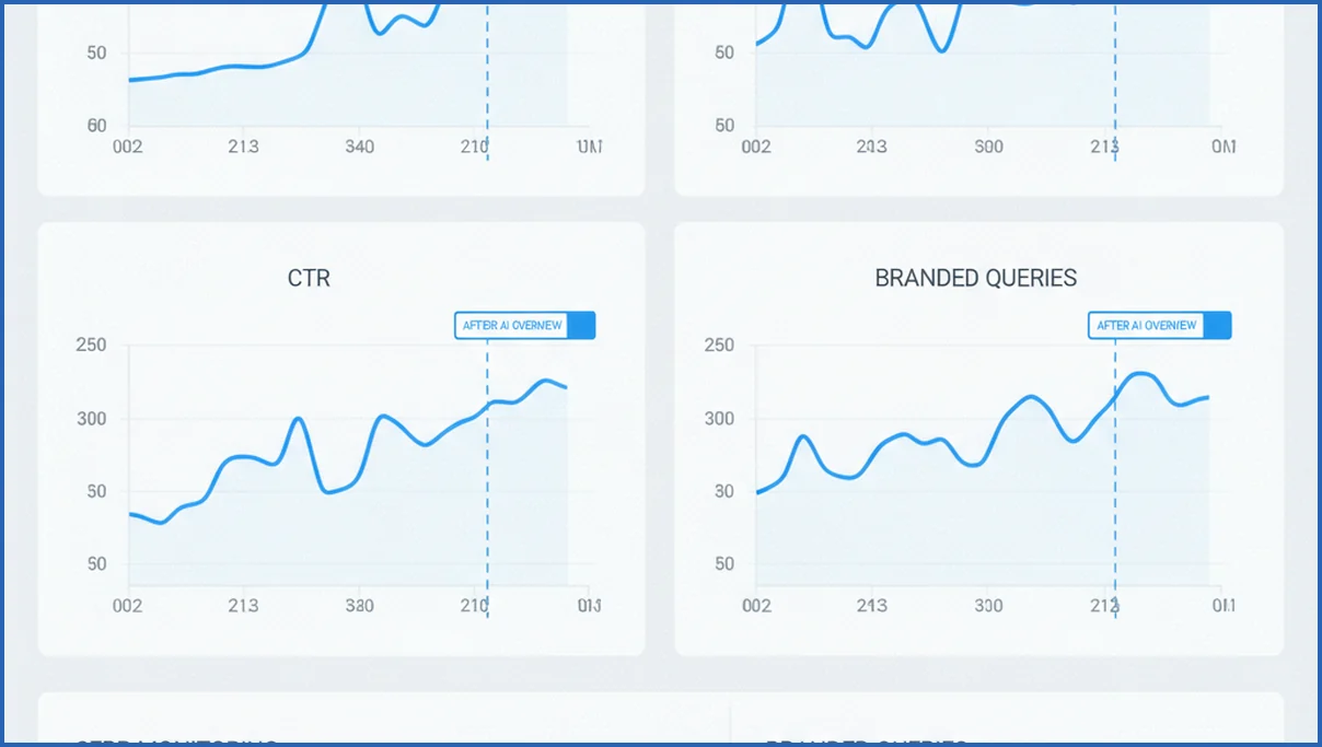 Analytics dashboard tracking AI Overviews traffic changes