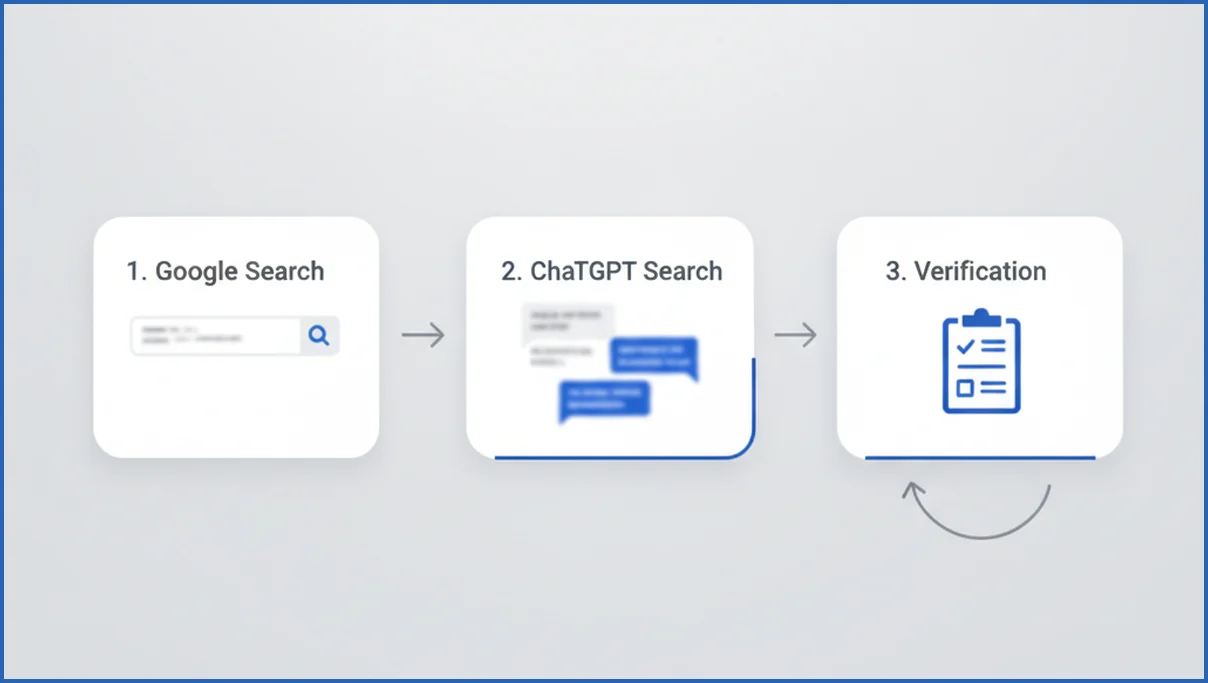 Combined search workflow with Google and ChatGPT
