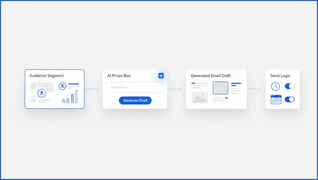 Dashboard showing AI campaign workflow