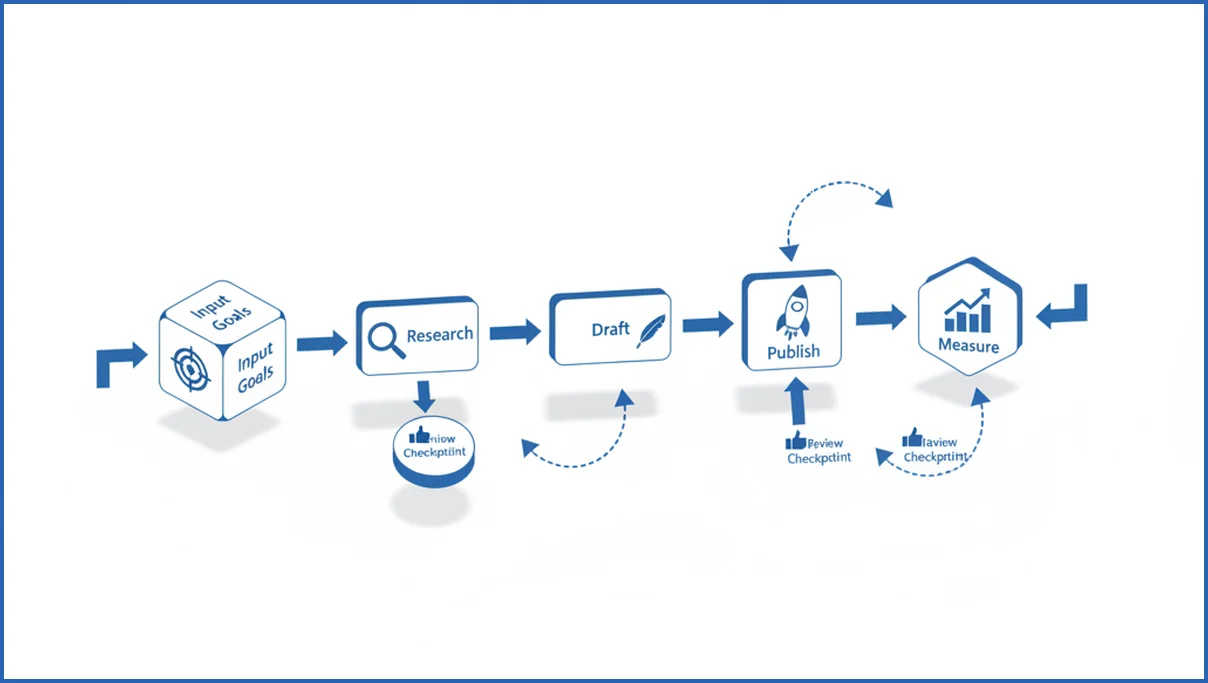 Step-by-step SEO agent workflow diagram