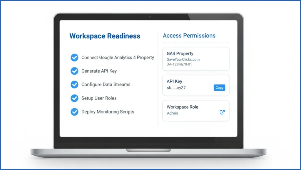 Analytics setup checklist with permissions and access items