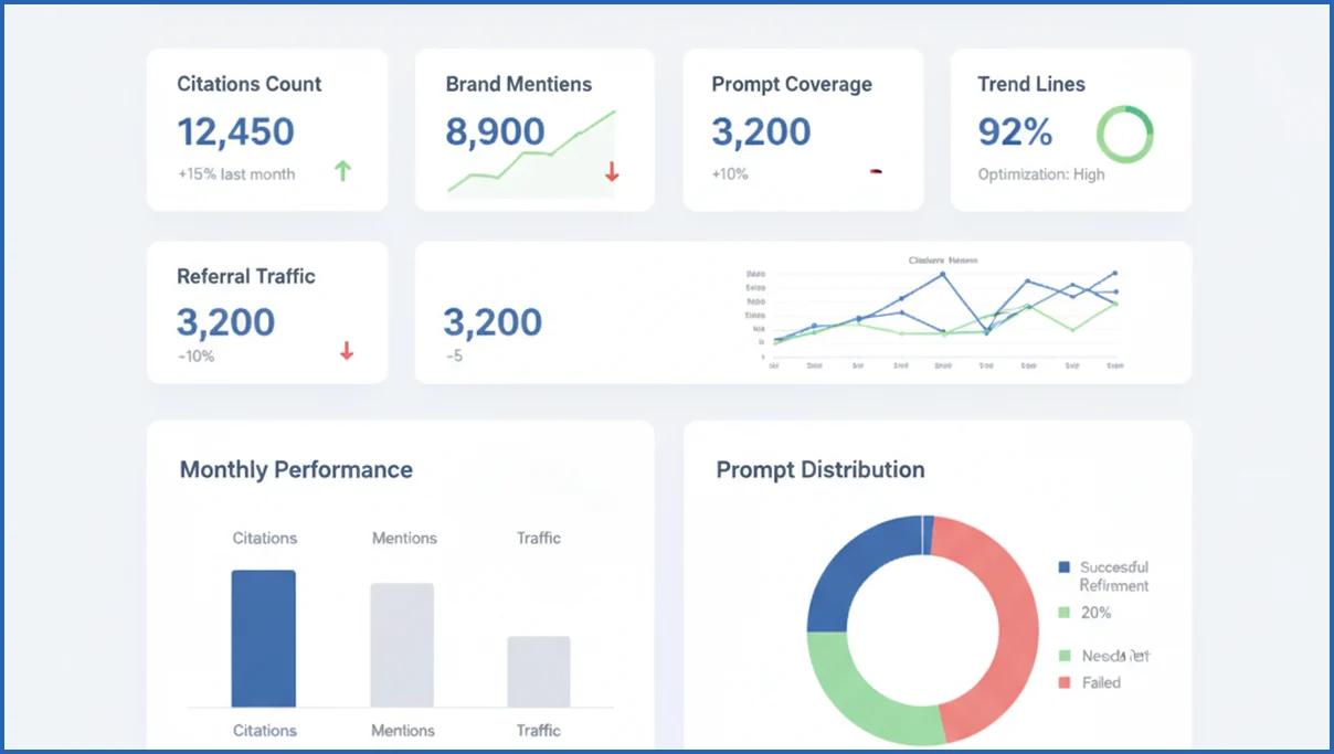 Dashboard for tracking AI search visibility