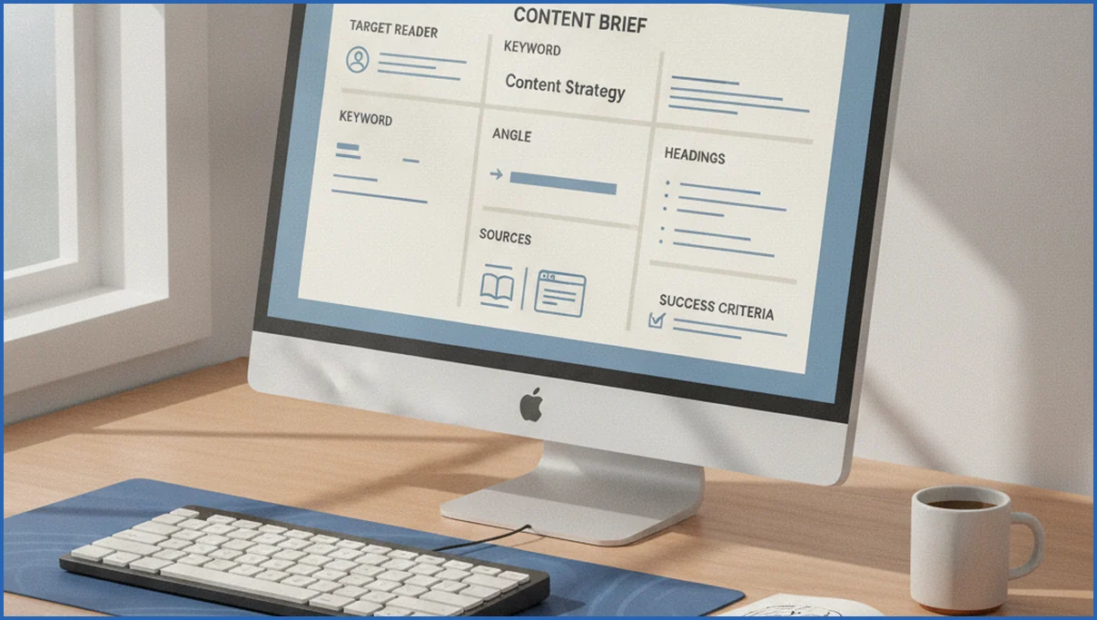 Example content brief layout for a blog post