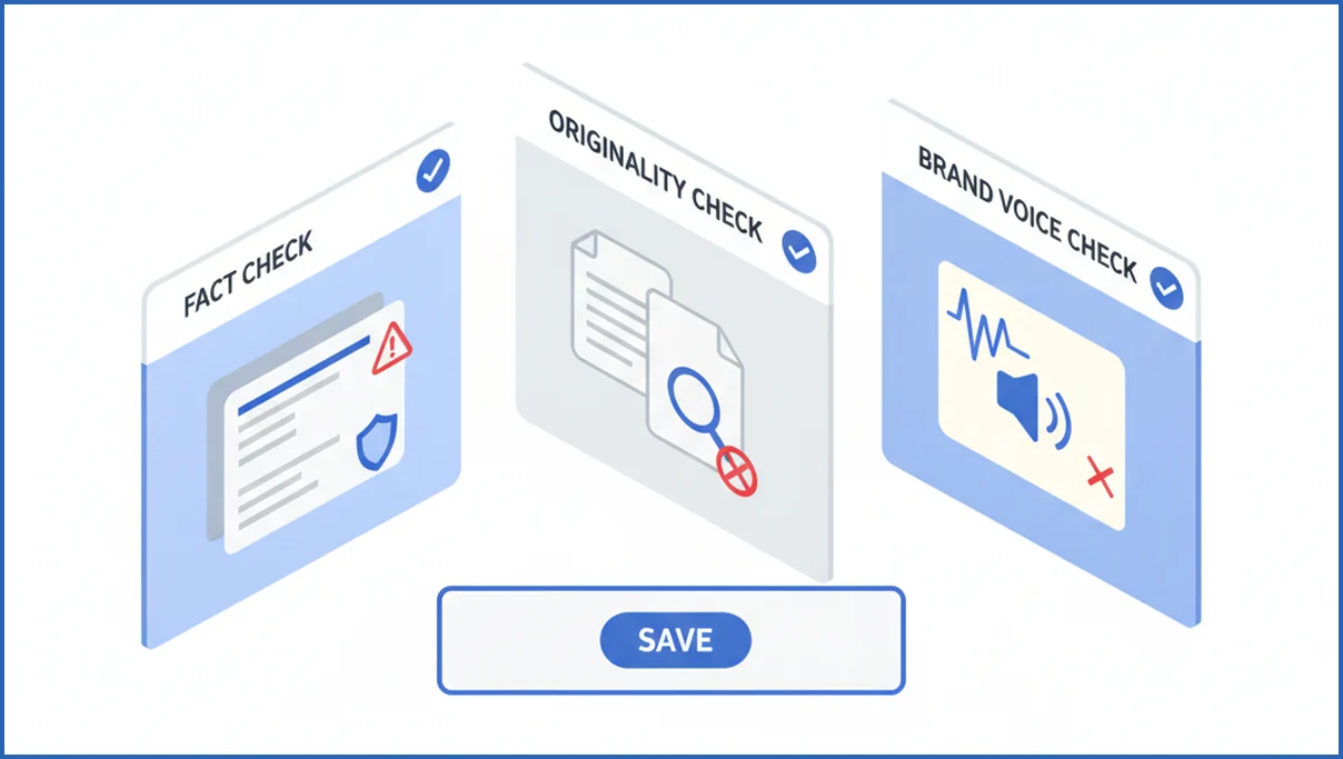 Editing dashboard for accuracy and brand checks