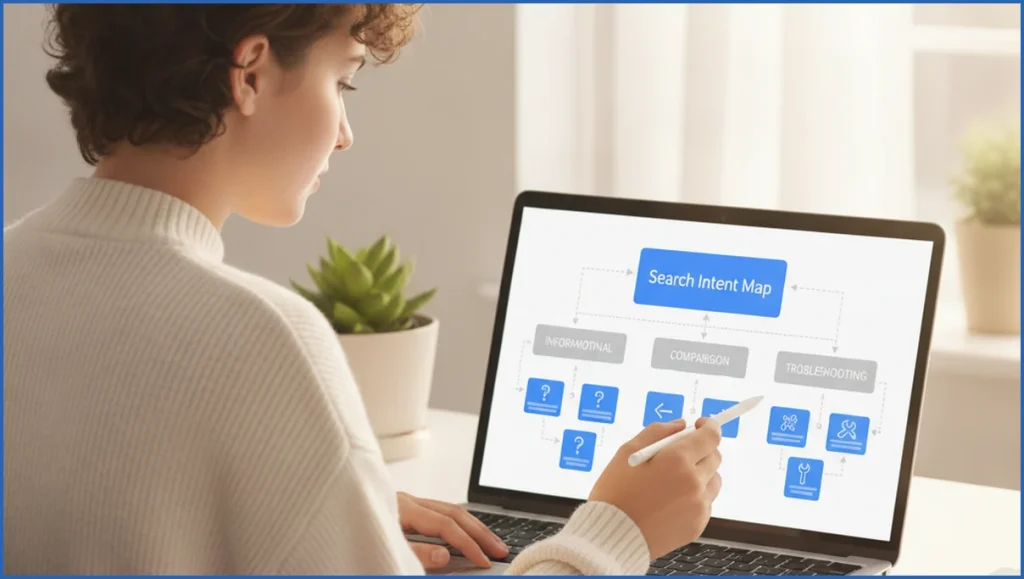Search intent map for FAQ questions