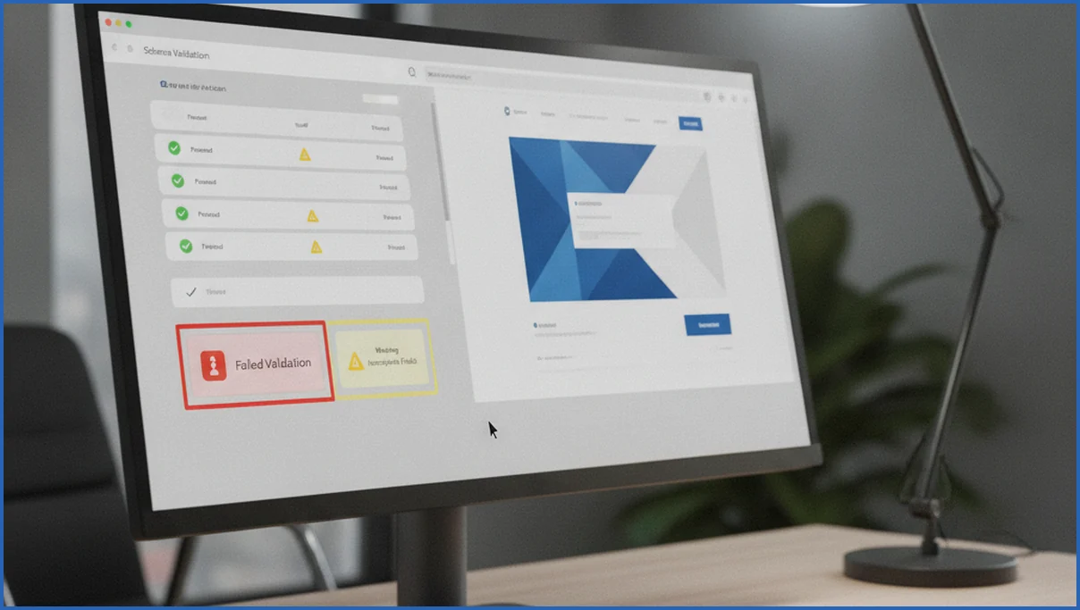 Schema validation checklist on dashboard