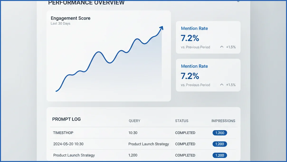 Tracking dashboard for ChatGPT brand mentions over time