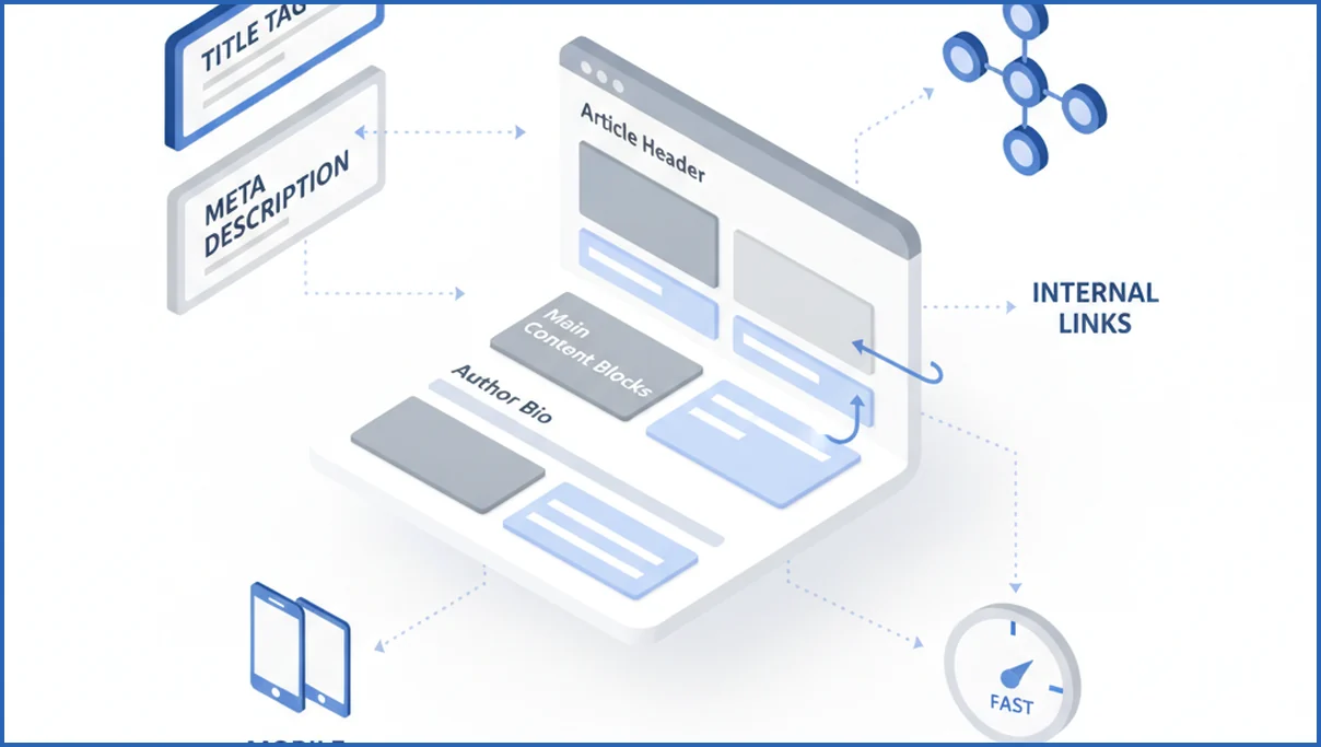 Page optimization elements around a refreshed article
