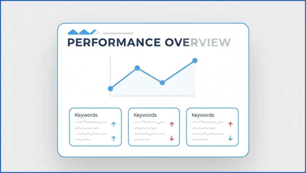 Dashboard showing keyword ranking changes