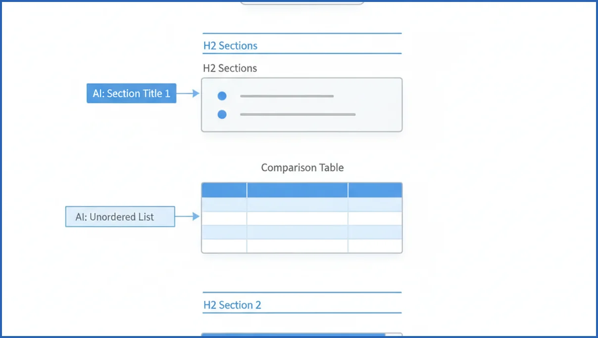 Website content structure optimized for AI extraction