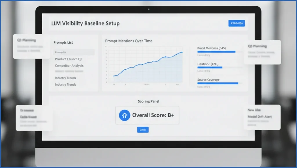 Dashboard showing baseline llm visibility tracking