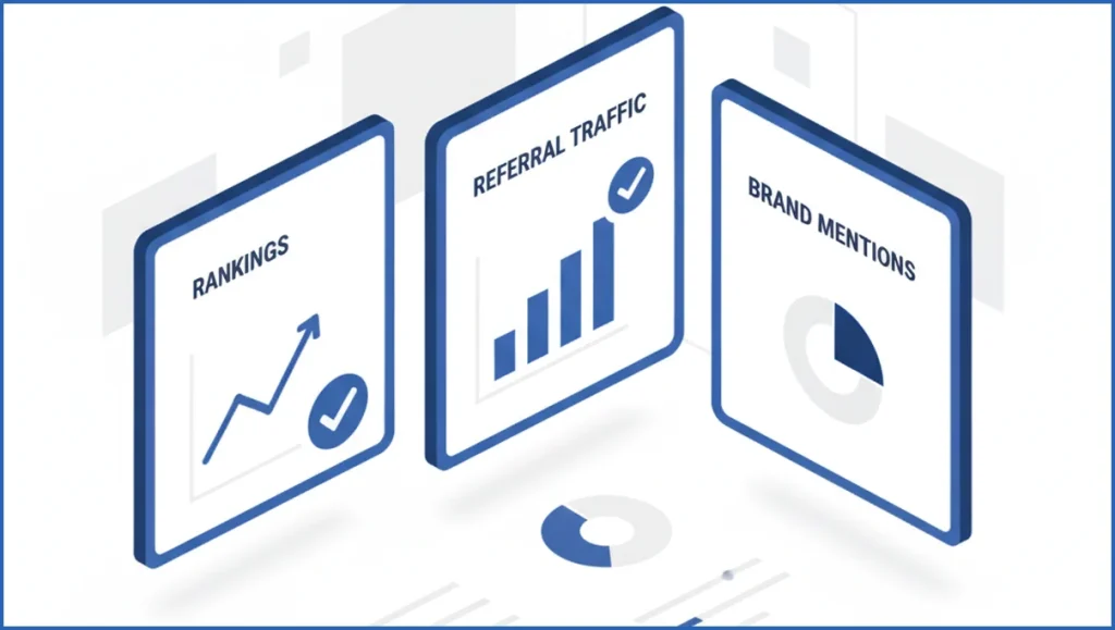 SEO strategy dashboard with authority goals