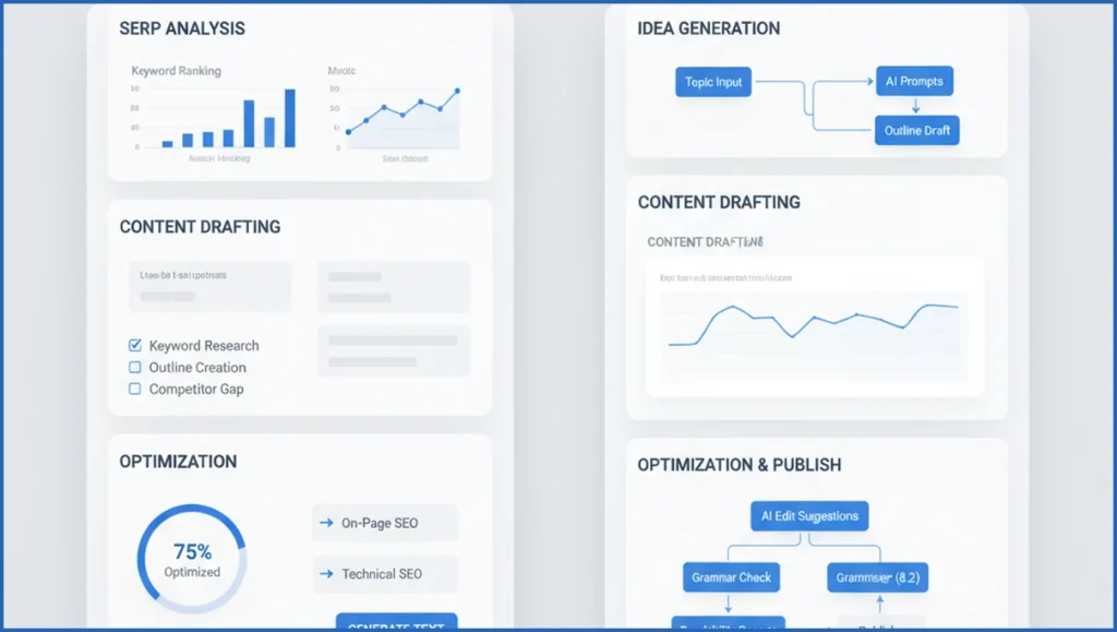 Side-by-side comparison of SEO and AI writing tools
