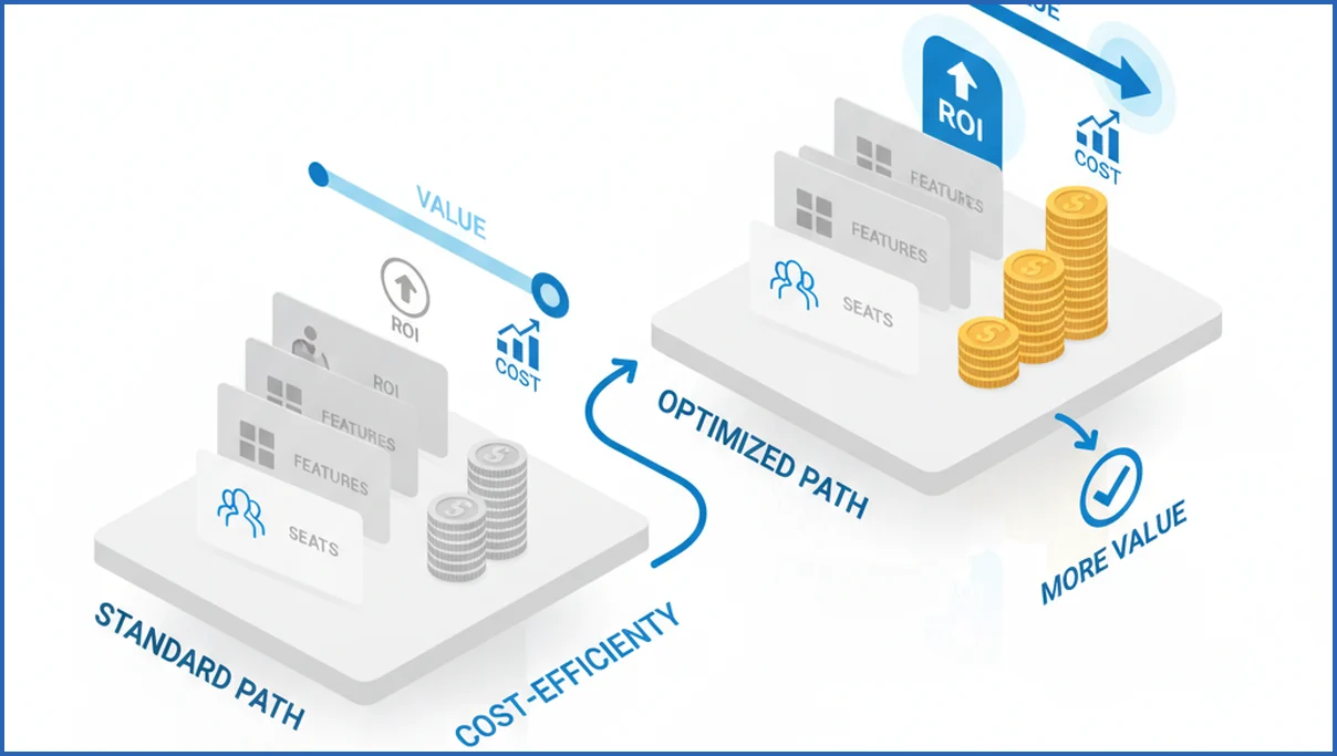Pricing comparison concept for two content tools
