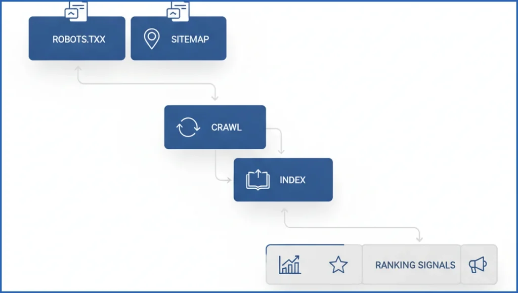 Crawlability and indexation checklist diagram