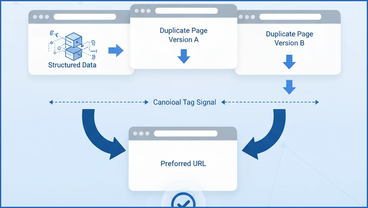 Structured data and canonical tags diagram