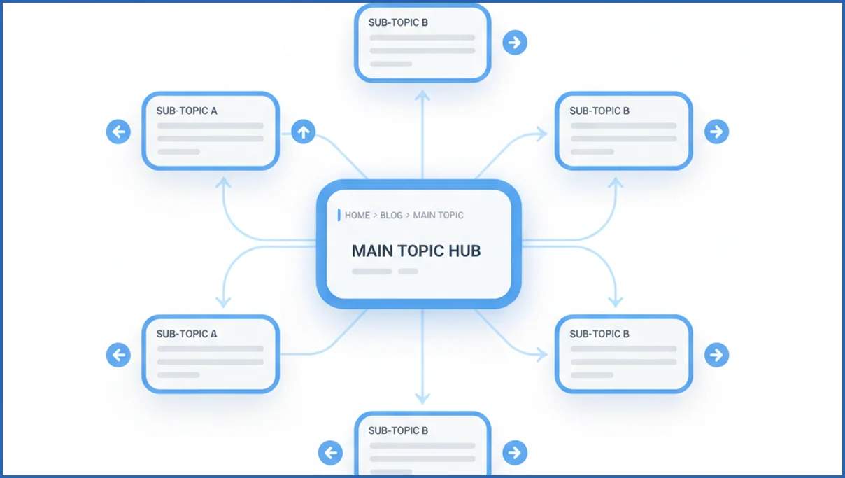 Internal linking architecture for a topic cluster