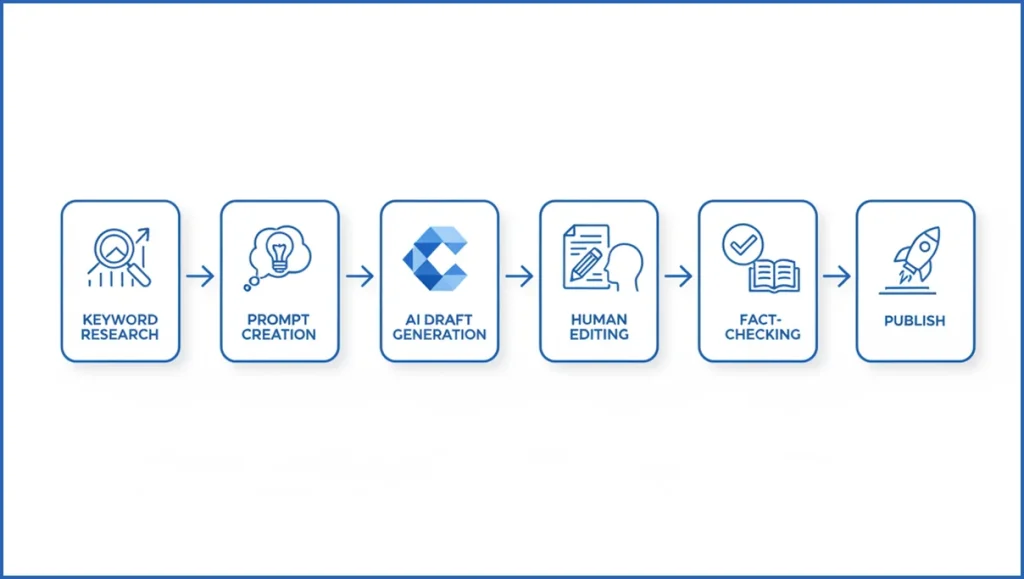SEO workflow diagram with Claude-assisted steps